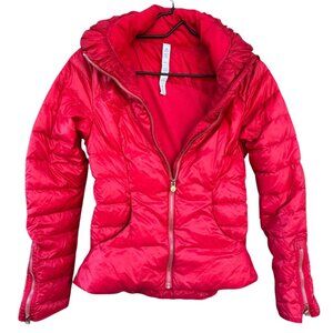 Lululemon Red Puffer Coat Jacket Women's Sz 4 Lightweight Nylon Insulated Zip-Up